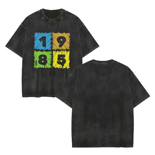 40th birthday Colorful Patches since 07/1985 Double Sided Mineral Wash T Shirts
