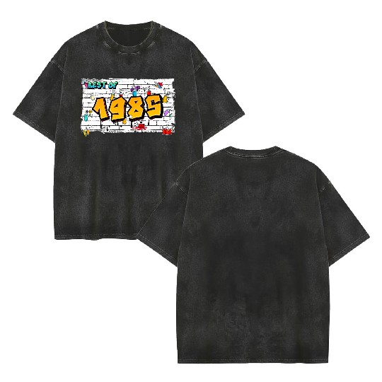 Best of 1985 Graffiti – 40 Years of Neon Nostalgia Double Sided Mineral Wash T Shirts