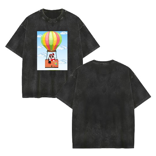 Eggs R Us (Egsy in Hot Air Balloon) Double Sided Mineral Wash T Shirts