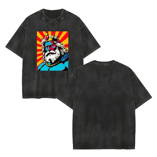 Bold Pop Art Zeus – Colorful Greek God Illustratio Double Sided Mineral Wash T Shirts