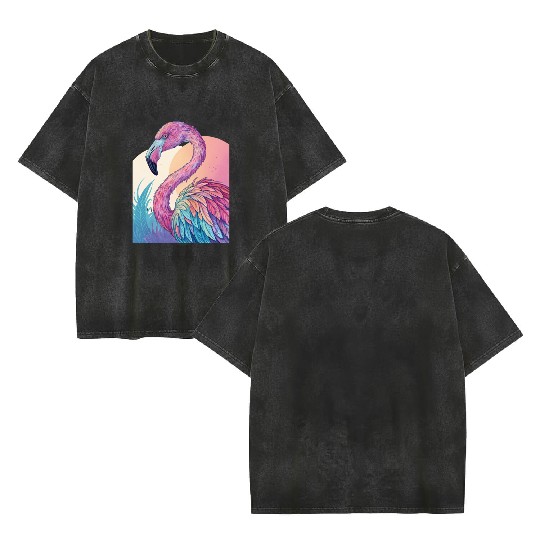 Psychedelic Flamingo Double Sided Mineral Wash T Shirts