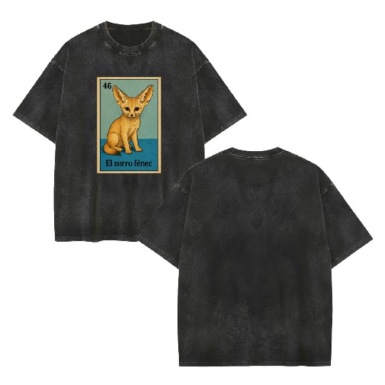 EL ZORRO FÉNEC - THE FENNEC FOX - LA LOTERÍA Double Sided Mineral Wash T Shirts