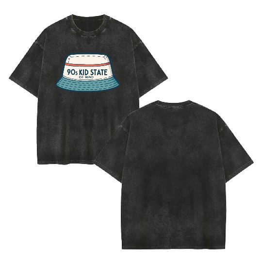 90s Kid State Of Mind Bucket Hat Retro 90s Double Sided Mineral Wash T Shirts