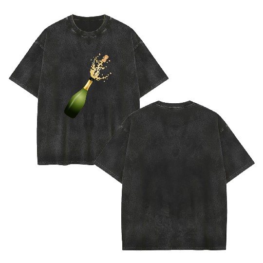 A champagne bottle – for New Year's Eve & parties Double Sided Mineral Wash T Shirts