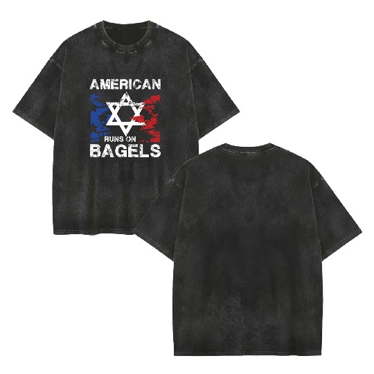 American Pride with Star and Bagel Spirit Double Sided Mineral Wash T Shirts
