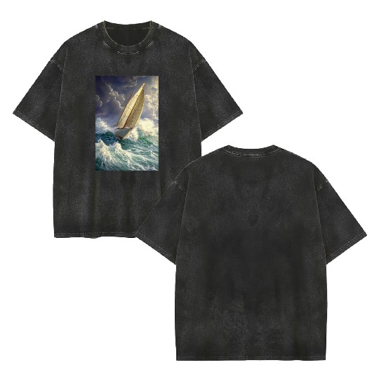 Storm Sail Through Painted Seas Double Sided Mineral Wash T Shirts
