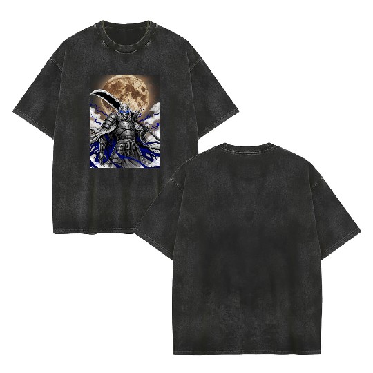 Dark Samurai Demon Warrior Double Sided Mineral Wash T Shirts