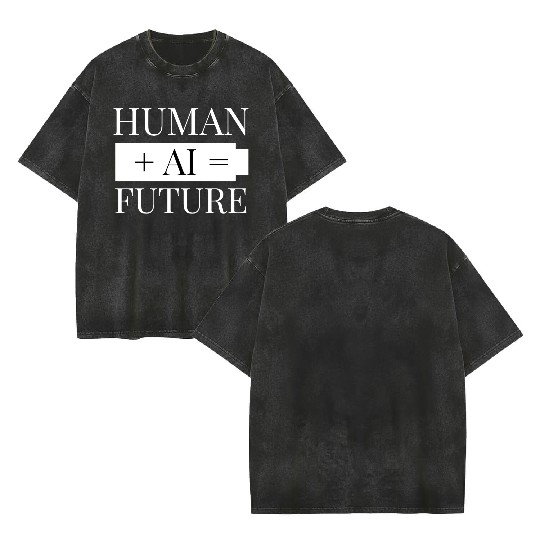 Human AI Future Double Sided Mineral Wash T Shirts