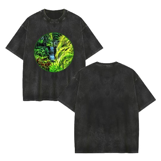 Bahamas - Tropical Waterfall Double Sided Mineral Wash T Shirts