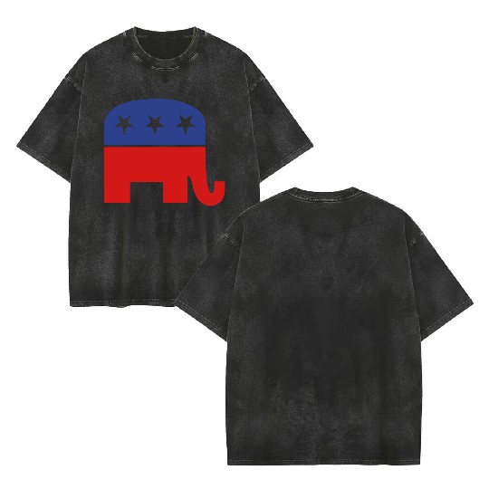 Republican elephant Double Sided Mineral Wash T Shirts