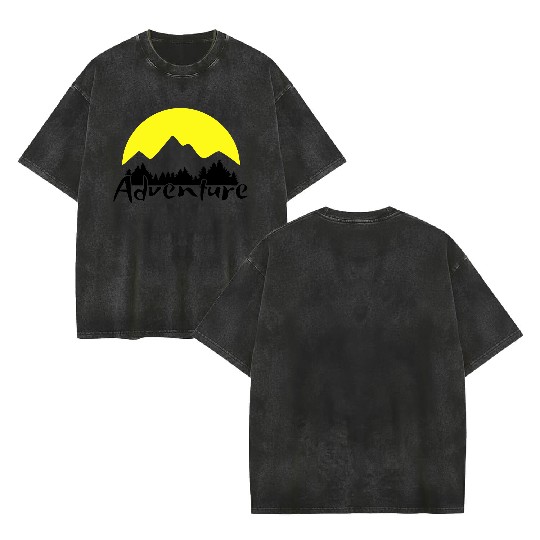 Nature Adventure, Mountains and Forest Double Sided Mineral Wash T Shirts