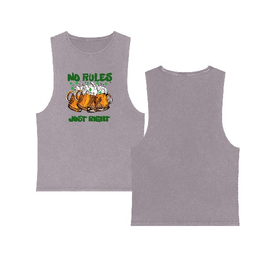 st paddy funny day, green beer Irish day Double Sided Mineral Wash Tank Tops