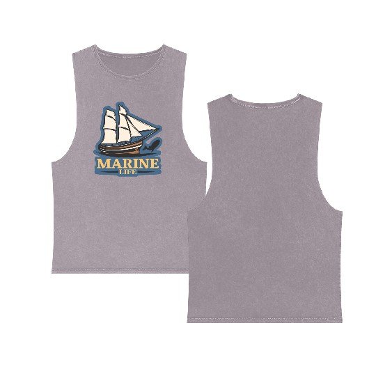 marine life logo Double Sided Mineral Wash Tank Tops