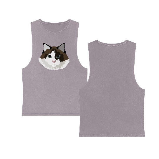 Cat face Double Sided Mineral Wash Tank Tops