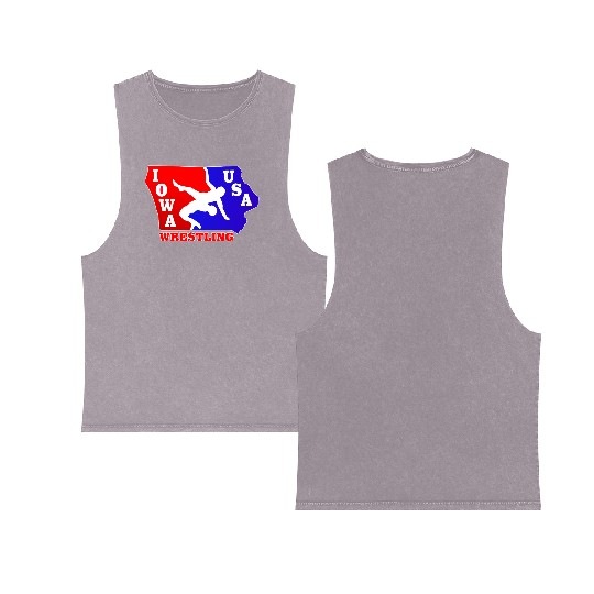 Iowa Team USA Wrestling Double Sided Mineral Wash Tank Tops
