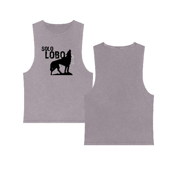 Solo Lobo - Lone wolf spanish Double Sided Mineral Wash Tank Tops