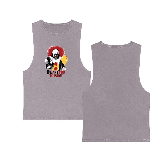 Creepy Pennywise LIGHT Version Art Character Double Sided Mineral Wash Tank Tops