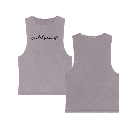Rebel Scum Script Double Sided Mineral Wash Tank Tops