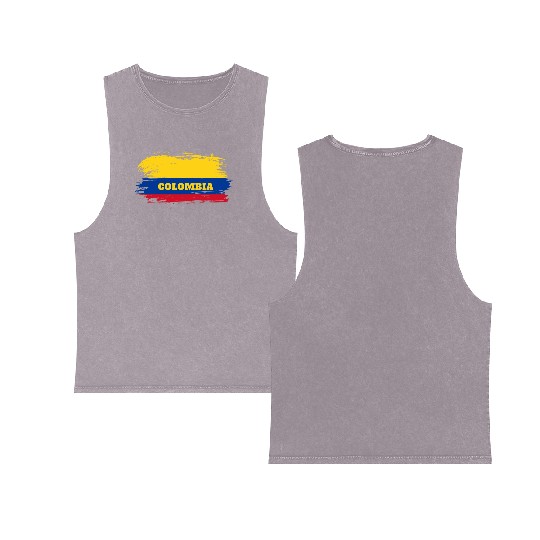 Colombia Flag / Gift Colombia South America Double Sided Mineral Wash Tank Tops
