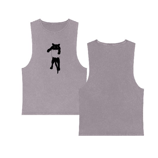 Cat in pocket Double Sided Mineral Wash Tank Tops