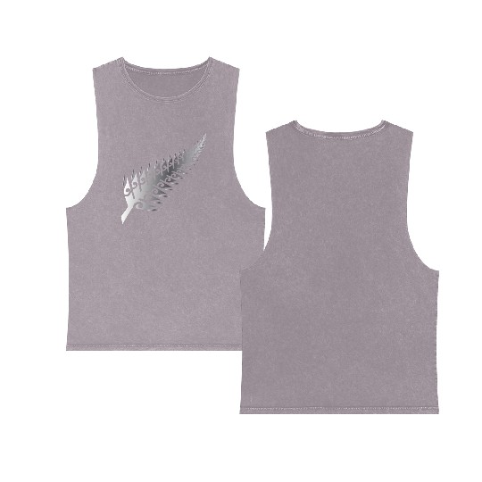 Silver Fern New Zealand Maori Style - Gift Idea Double Sided Mineral Wash Tank Tops