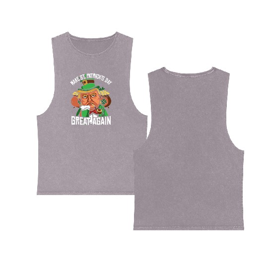 St Patrick's Day Trump Make St Paddy's Day Great Double Sided Mineral Wash Tank Tops
