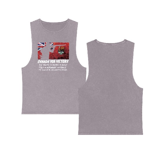 Canadian World War 2 Battles Double Sided Mineral Wash Tank Tops