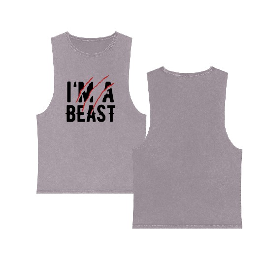 I’m a beast Double Sided Mineral Wash Tank Tops