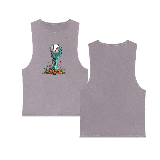 Zombie Hands Baseball Funny Halloween Horror Scary Double Sided Mineral Wash Tank Tops