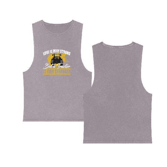 Funny Tractor Farmer Boy Farm Agriculture Gift Double Sided Mineral Wash Tank Tops