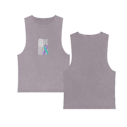 Suicide Prevention Awareness Ribbon - USA American Double Sided Mineral Wash Tank Tops