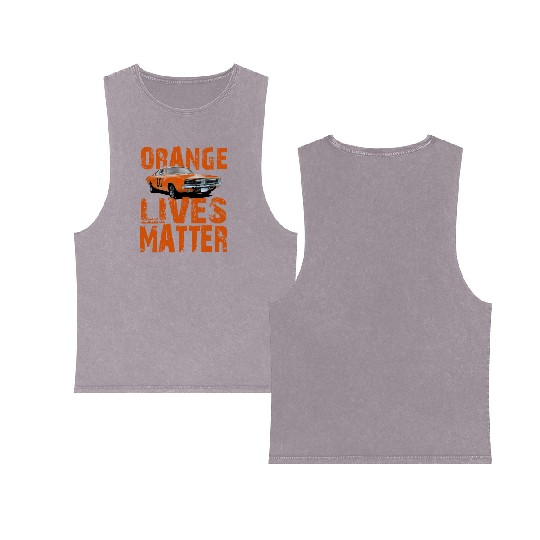 General Lee Dukes Of Hazzard Retro Orange Lives Double Sided Mineral Wash Tank Tops