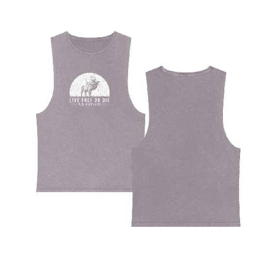 Live Free or Die New Hampshire Hiking Double Sided Mineral Wash Tank Tops