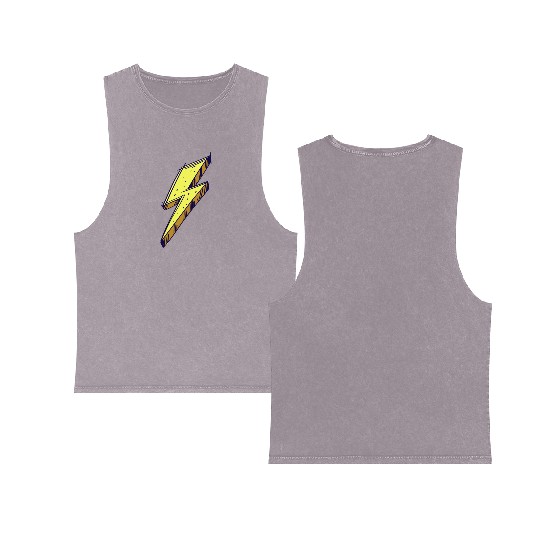 Lightning Bolt Color Illustration Double Sided Mineral Wash Tank Tops