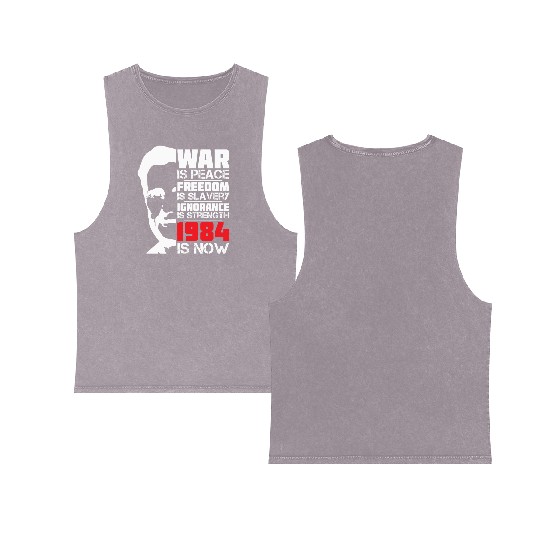 War is Peace, 1984 is NOW - George Orwell Portrait Double Sided Mineral Wash Tank Tops