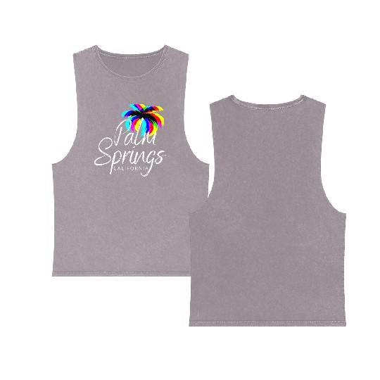 Palm Springs Neon Tree (White) Double Sided Mineral Wash Tank Tops