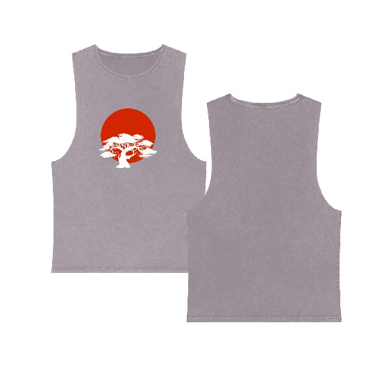 Miyagi-do Karate Bonsai Tree Martial Arts Japanese Double Sided Mineral Wash Tank Tops