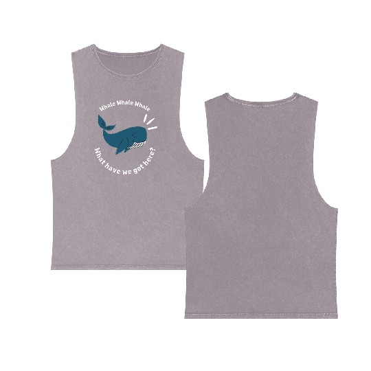 Whale funny whale Double Sided Mineral Wash Tank Tops