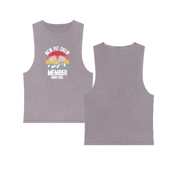 New Pit Crew Member Coming Soon Race Car Racing Double Sided Mineral Wash Tank Tops