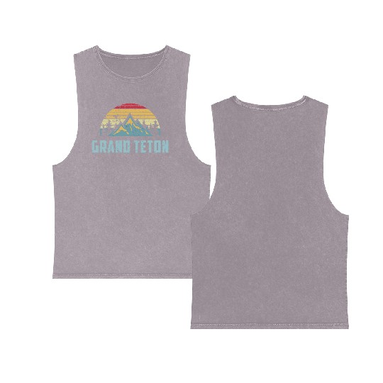 Grand Teton National Park Wyoming Mountain Sweat S Double Sided Mineral Wash Tank Tops