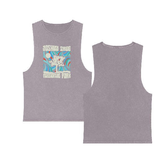 Joshua Tree National Park Retro Psychedelic 60S Ho Double Sided Mineral Wash Tank Tops