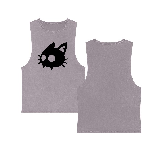 cat face Double Sided Mineral Wash Tank Tops