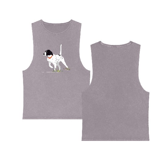 Bird Hunting Hunter English Pointer Dog Double Sided Mineral Wash Tank Tops