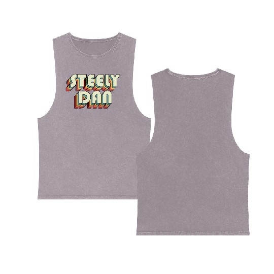 Steely Dan | Unique Retro Faded-Style Typography Double Sided Mineral Wash Tank Tops