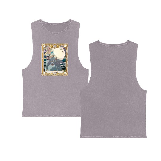 Strength Tarot Card, Major Arcana Anime Vampire Double Sided Mineral Wash Tank Tops