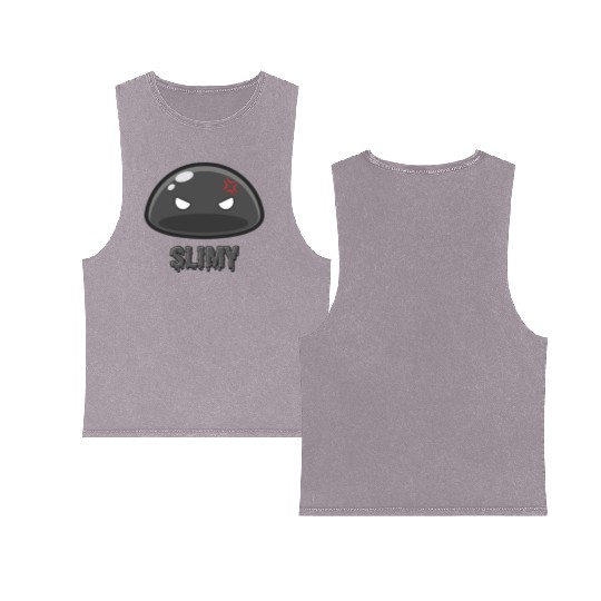 Cute Black Dungeon Slime Monster Weird Anime Double Sided Mineral Wash Tank Tops