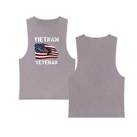 Vietnam Veteran B52 Stratofortress Bomber Plane Us Double Sided Mineral Wash Tank Tops