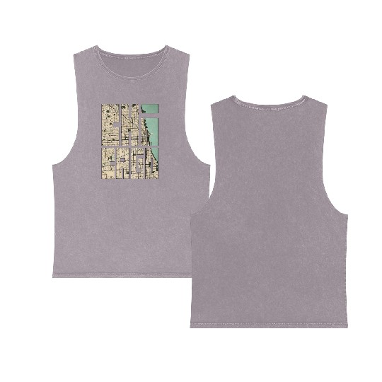 Chicago Illinois USA City Map Typography - Vintage Double Sided Mineral Wash Tank Tops