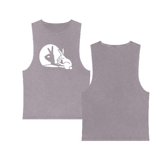 Funny Rabbit hand shadow puppet bunny hare pop art Double Sided Mineral Wash Tank Tops