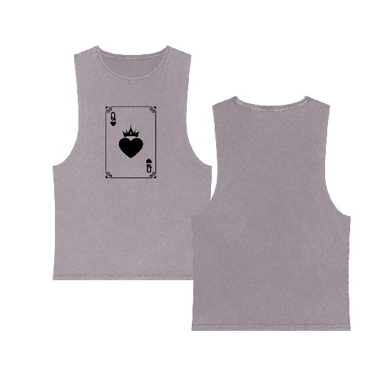 Queen of Heart King Queen Couple Halloween Costume Double Sided Mineral Wash Tank Tops